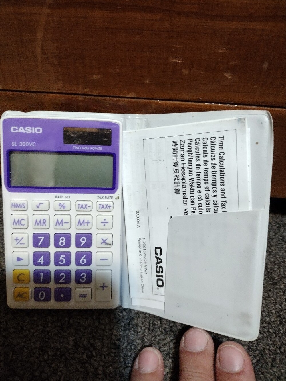 Casio Purple and White SL-300VC Solar Pocket Calculator with Cover